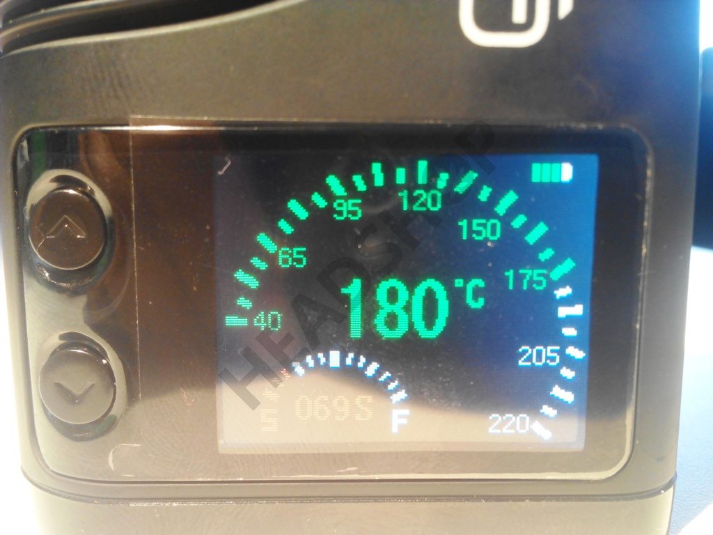 Pantalla o display del vaporizador CFX