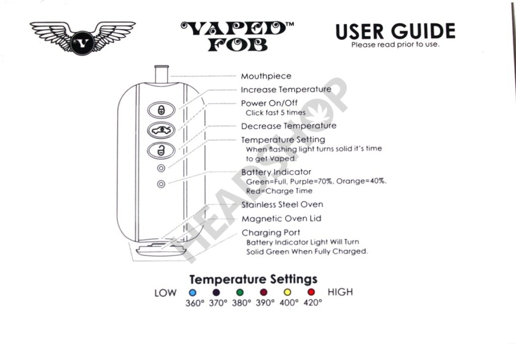 Detalle de las instrucciones del vaporizador FOB